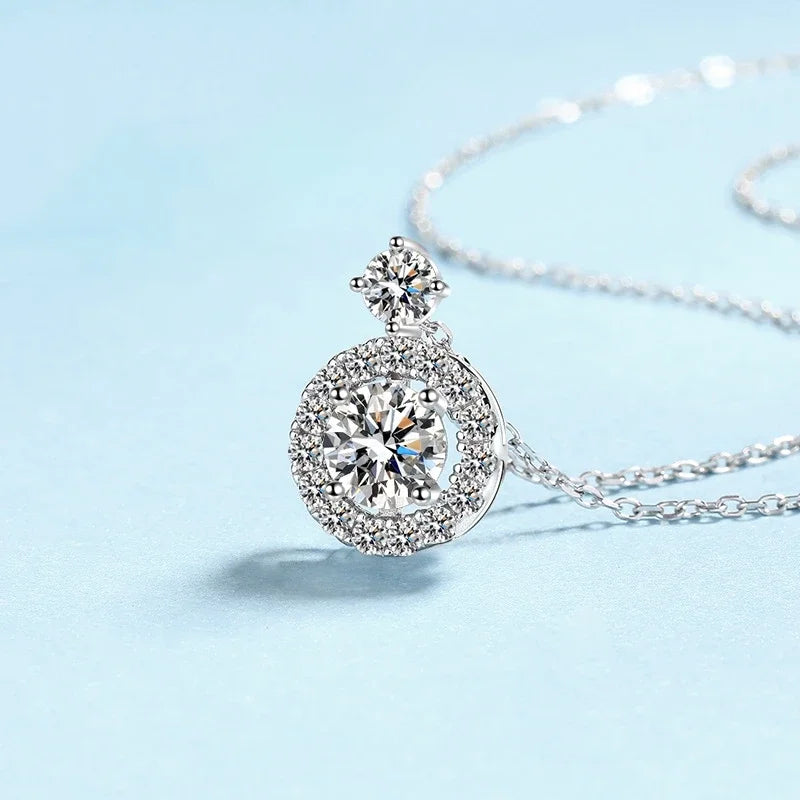 Colar de platina PT950 para dia dos namorados, feminino, casamento, 1,3 ct, pingente de diamante moissanite, presente de aniversário para filha, joias finas