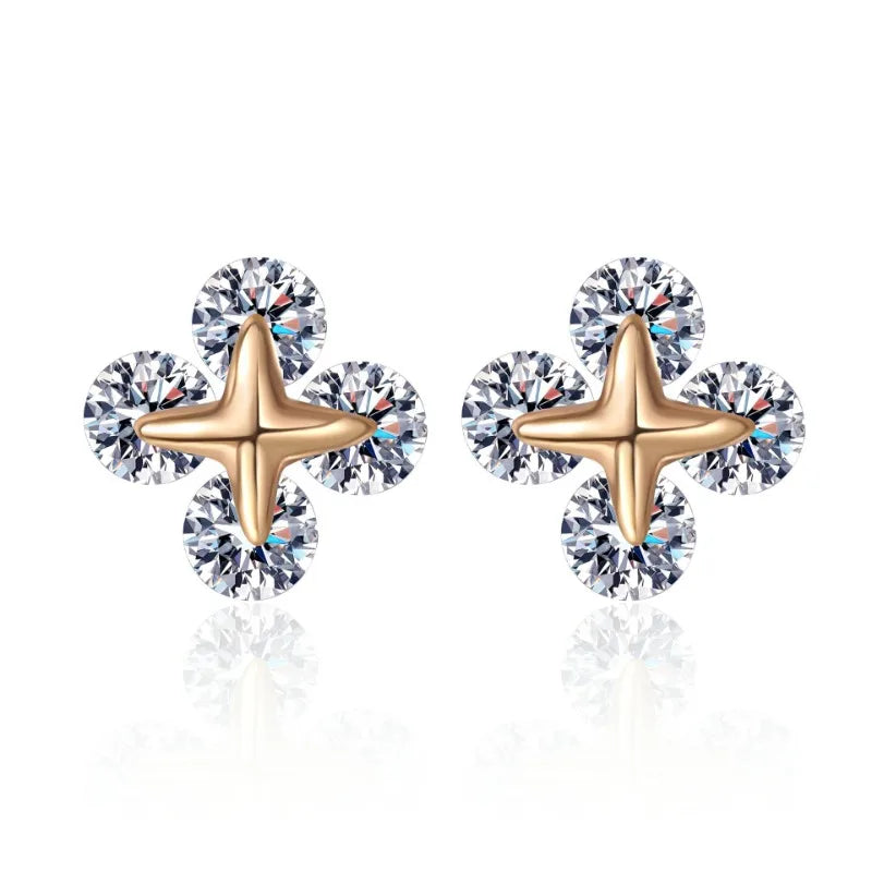 Birthday Gift 18K Rose Gold Earplug Stud Earrings Girl 0.8CT Moissanite Diamond Women Valentine's Day Daughter Fine Jewelry Lady