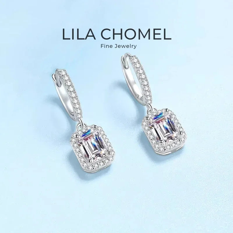 Girlfriend 18K White Gold Birthday Gift 1/2CT Moissanite Diamond Women Valentine's Day Drop Earrings PT950 Platinum Fine Jewelry
