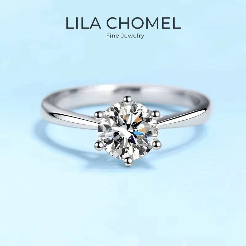 Women Engagement 18K White Gold Wedding Band 0.5/1CT Moissanite Diamond Girl Birthday Gift PT950 Platinum Valentine's Day Rings
