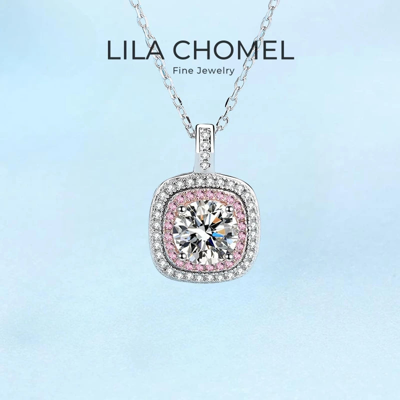 Girl Valentine's Day Platinum PT950 Daughter Birthday Gift Necklaces 1CT VVS D Color Moissanite Diamond Women Engagement Jewelry