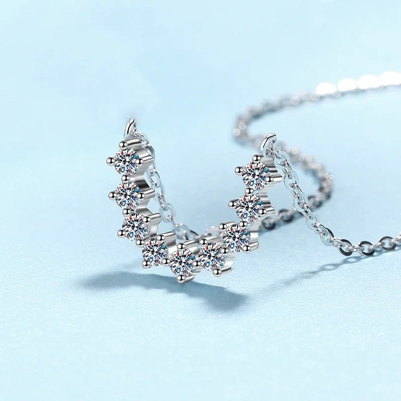 Lady Valentine's Day 18K White Gold Necklaces 0.54CT Moissanite Diamond Women Wedding Party PT950 Platinum Girl Birthday Gift