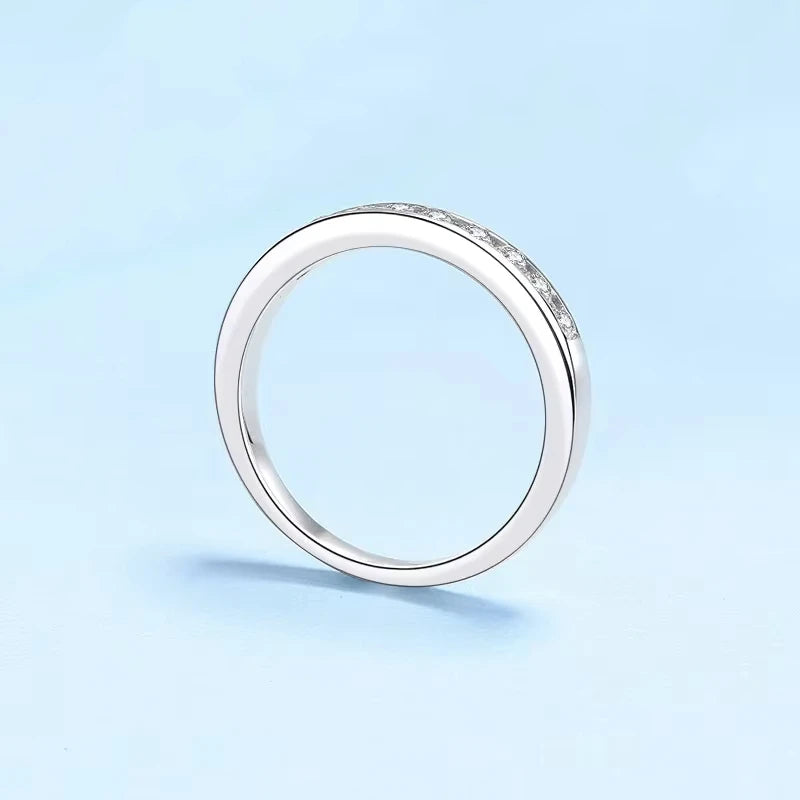 Aliança de casamento feminina em ouro branco 18K com diamante moissanita 0,27 ct, presente de aniversário para meninas, joias finas para filha, dia dos namorados