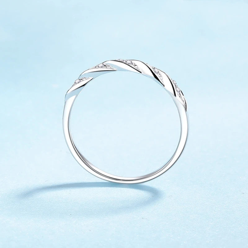 Daughter Ripple PT950 Platinum Starry Sky Women Rings 0.12ct Moissanite Diamond Tail Ring Girlfriend Birthday Gift Fine Jewelry