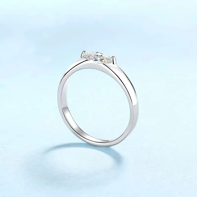 Girlfriend Birthday Gift White Gold 18K Fine Jewelry Mariquesa 4*8 Moissanite Diamond 0.5CT Women PT950 Platinum Wedding Band