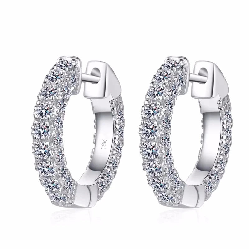Women Birthday Gift 18K White Gold Hoop Earrings Daughter Engagement 1.92Carat VVS1 D Color Moissanite Diamond Girl Fine Jewelry
