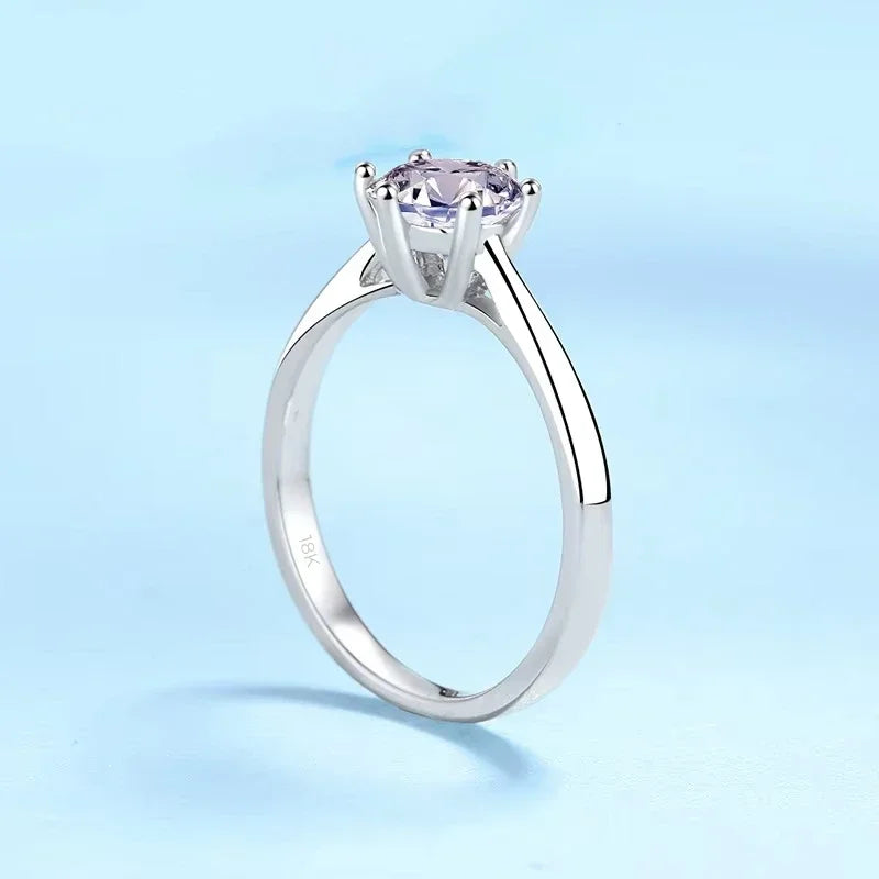 Women Engagement 18K White Gold Wedding Band 0.5/1CT Moissanite Diamond Girl Birthday Gift PT950 Platinum Valentine's Day Rings