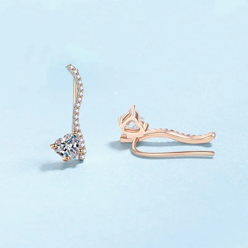 Romantic Girl Friend Birthday Gift 18K Rose Gold Women Valentine's Day Stud Earrings 1CT Moissanite Diamond Wedding Fine Jewelry
