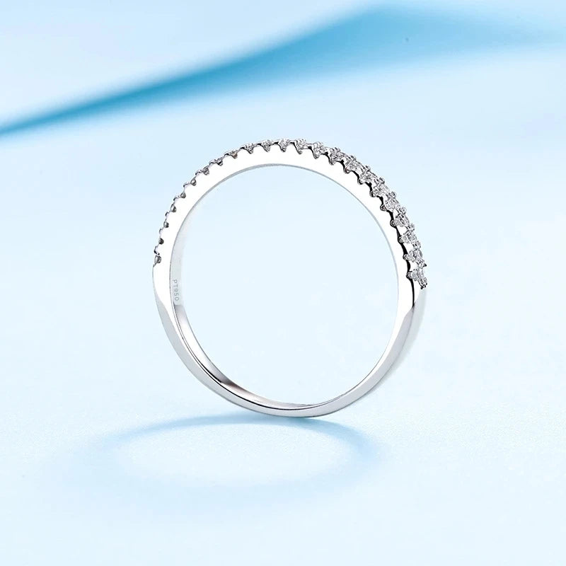 Classic Quality Platinum PT950 Womens Wedding Band Ring VVS1 DColor Brilliant Moissanite Double Row Diamond Luxury Gift for Girl