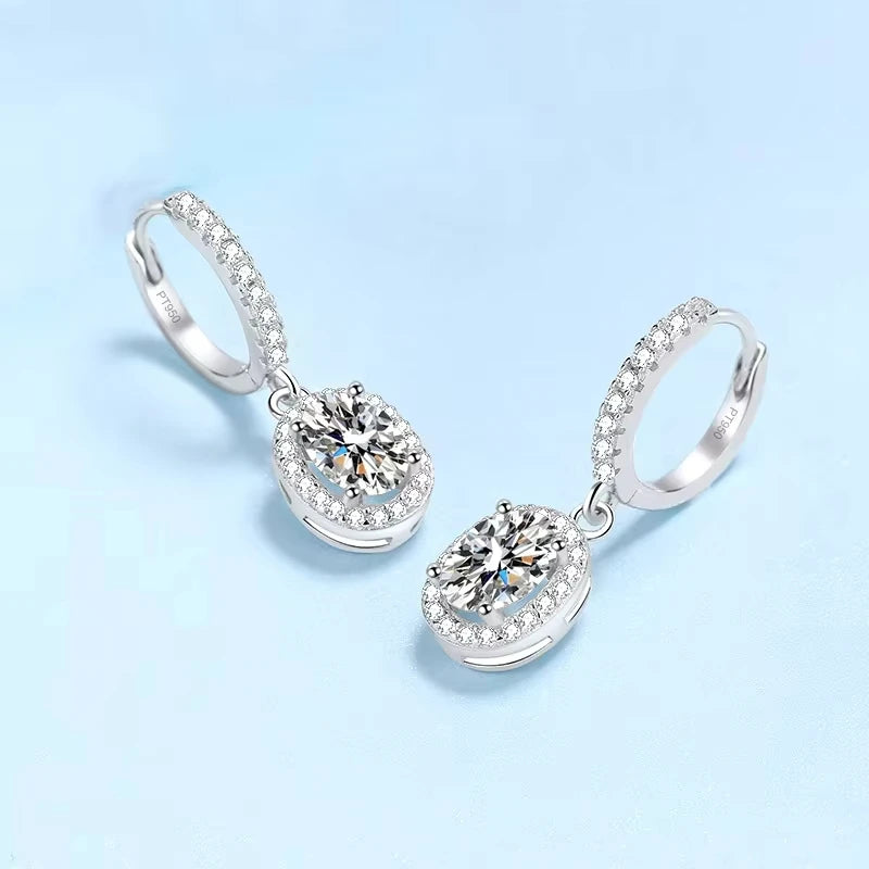 Engagement PT950 Platinum Drop Earrings Women Wedding 1/2CT Moissanite Diamond Valentine's Day Girl Birthday Gift Fine Jewelry
