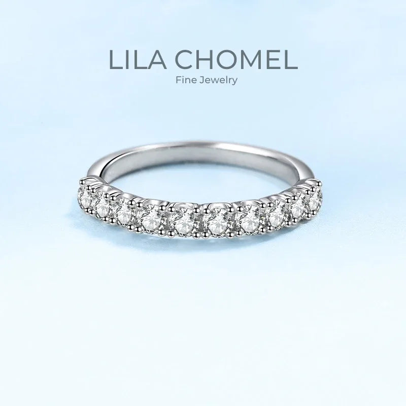 Girlfriend 18K White Gold Wedding Band VVS1 D Color 0.6/1CT Moissanite Diamond Birthday Gift Women Valentine's Day Rings Jewelry