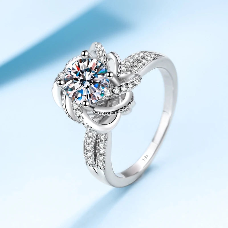 Designer Fine Jewelry Spiral Rose Girl Wedding Band 18K White Gold VVS1 D Color 1/2ct Moissanite Diamond Birthday Gift for Women