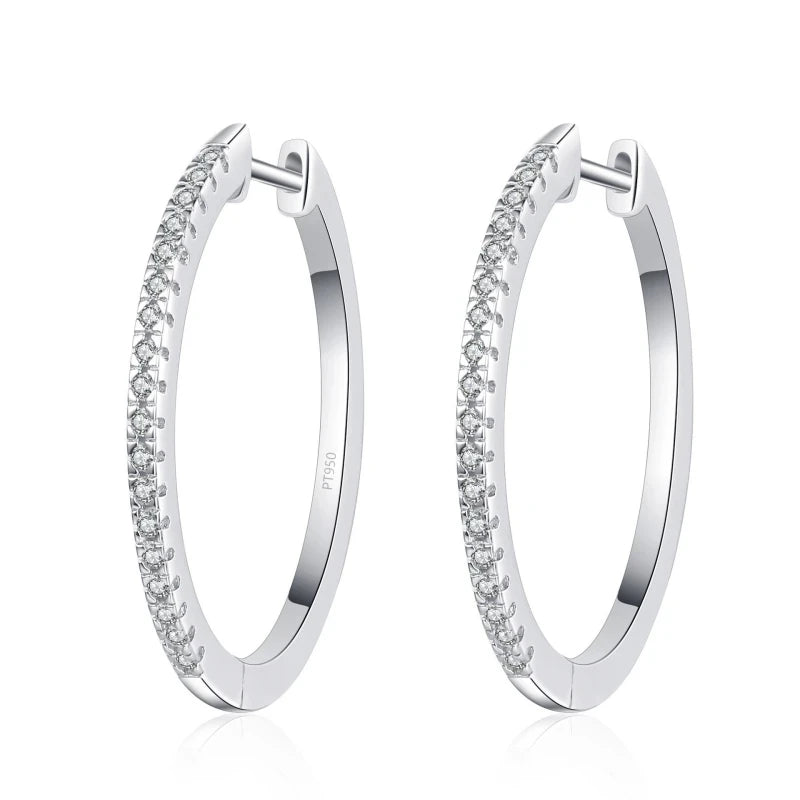 Fine Jewelry PT950 Platinum Full Moissanite Hoop Earrings Women Sparkling 0.54 Carat Diamond daily style to family Gift Classic