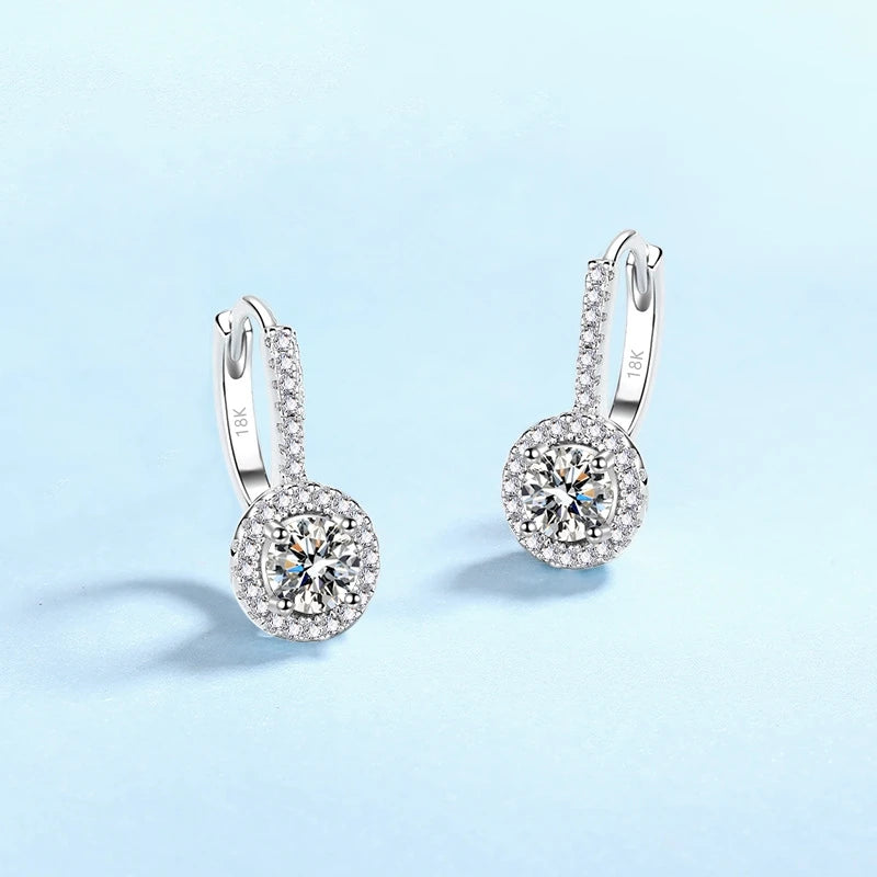 Engagement 18K White Gold Women Wedding Jewelry Drop Earrings 0.5/1CT Moissanite Diamond Girl Birthday Daughter Adult's Day Gift