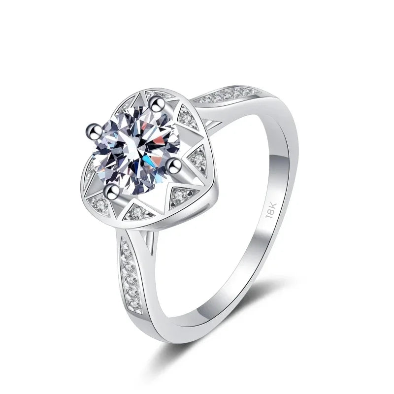 Lover Engagement 18K White Gold Wedding Band Women 1CT Moissanite Diamond Valentine's Day PT950 Platinum Girl Birthday Gift Lady