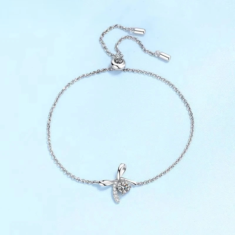 Pulseiras de borboleta de platina PT950 0,3CT Moissanite diamante presente de dia das mães para mulheres aniversário menina noivado joias