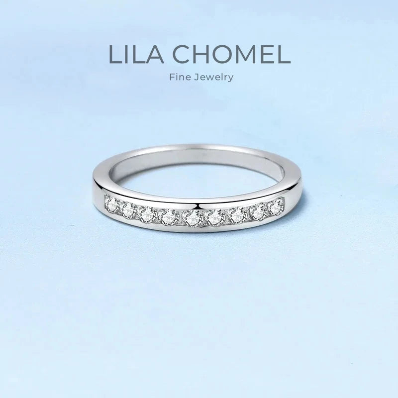 Fine Jewelry Womens Luxury PT950 Platinum Moissanite VVS1 D Color Arrange Diamond 0.27CT Round Sparkling Simple Ring for Female
