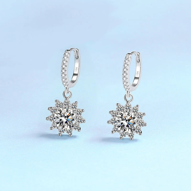 Women Birthday Gift 18K White Gold Drop Earrings 0.5/1CT Moissanite Diamond Girl Valentine's Day PT950 Platinum Fine Jewelry ins