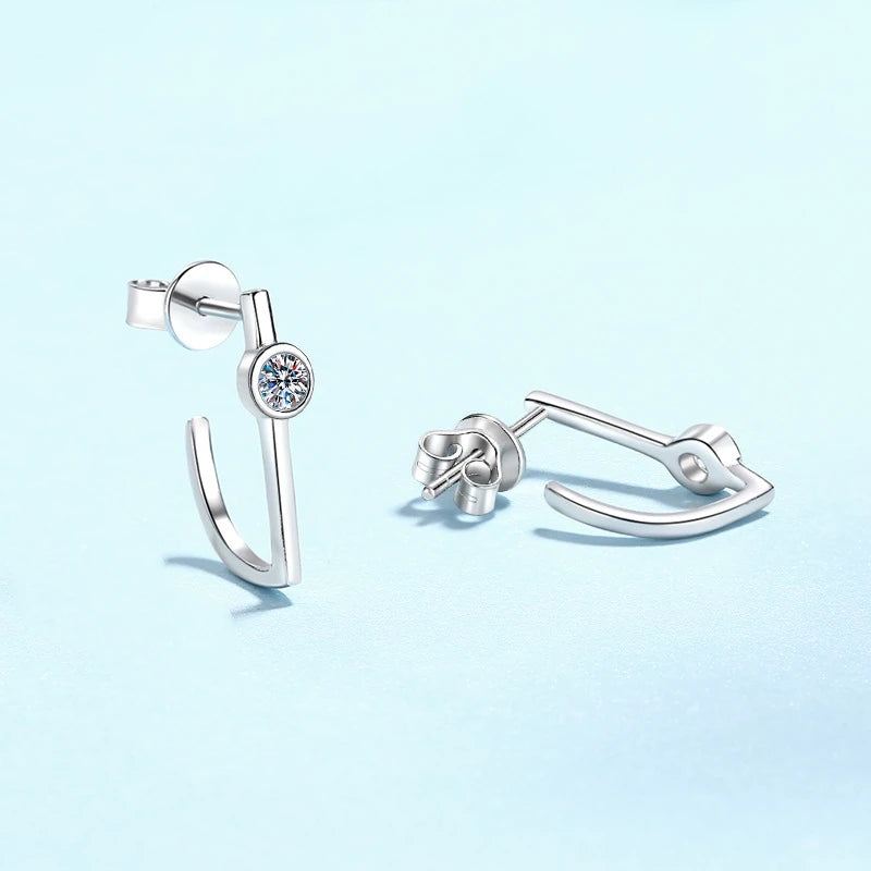 Girl Birthday Gift 18K White Gold Wedding Fine Jewelry Earplug Stud Earrings Women 0.2CT Moissanite Diamond Girl Valentine's Day