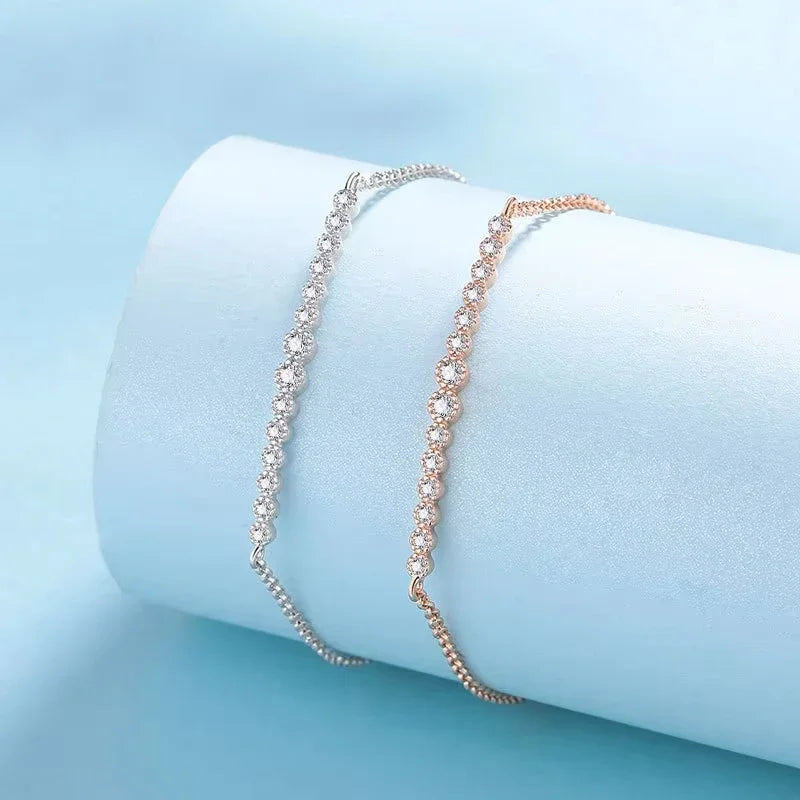 Women Valentine's Day 18K White Gold Girl Wedding Bracelets 0.24CT Moissanite Diamond PT950 Platinum Daughter Birthday Gift Lady