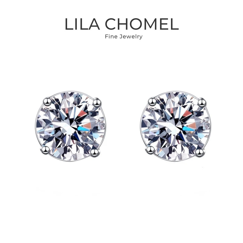 Girl Birthday Gift 18K White Gold Stud Earrings Women Wedding Moissanite Diamond 0.3/0.5/1/2CT PT950 Platinum Valentine's Day