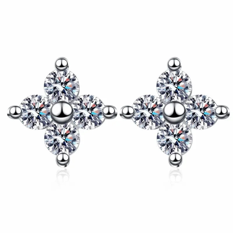 Valentine's Day 18K White Gold Daughter Wedding Fine Jewelry 0.8ct Moissnaite Diamond Women Earplug Stud Earrings Birthday Gift