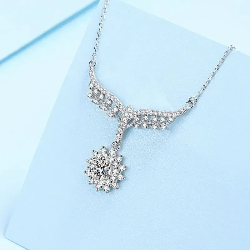 Engagement Jewelry White Gold 18K Women Wedding Necklaces 0.5CT Moissanite Diamond Pendant Birthday Gift Girl Valentine's Day