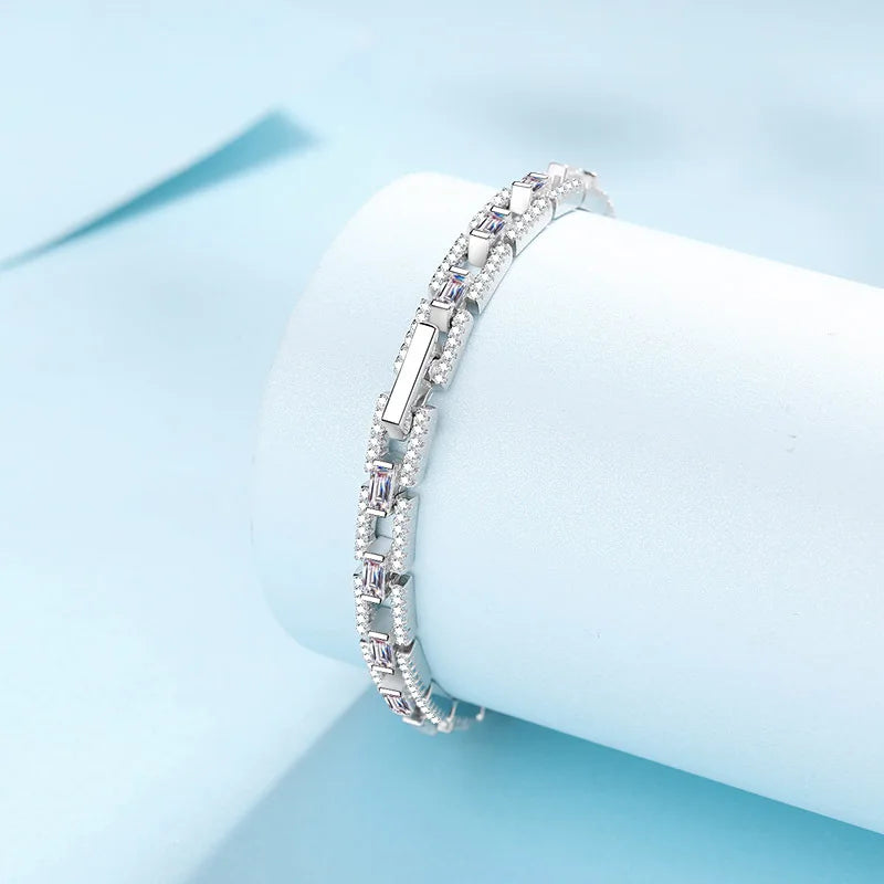Luxury Sparkling Bangles Pure PT950 Platinum fine Jewelry 6-7inch 3/3.2/3.5CT All Moissanite Brilliant Bracelet for Women gift
