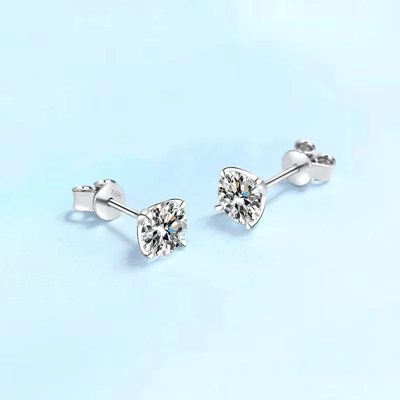 Girl Birthday Gift 18K White Gold Engagement Stud Earrings 1/2CT Moissanite Diamond Wedding Fine Jewelry Women Valentine's Day