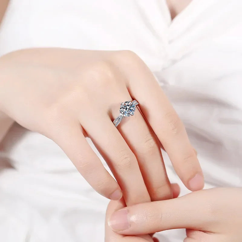 Girlfriend Valentine's Day PT950 Platinum Rings Engagement Moissanite Diamond VVS1 D Color 1CT Wedding Band Women Birthday Gift