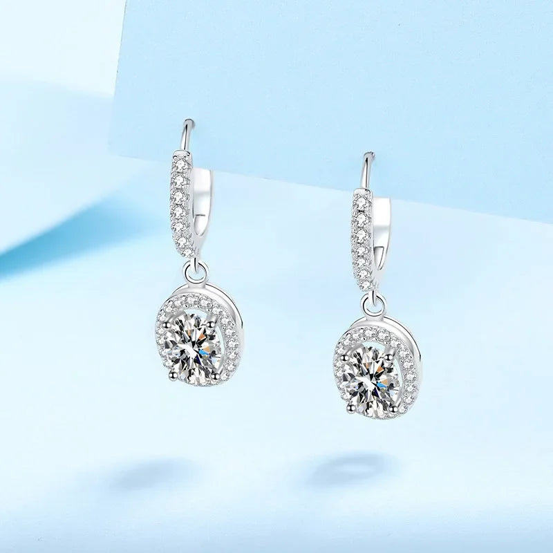 Engagement PT950 Platinum Drop Earrings Women Wedding 1/2CT Moissanite Diamond Valentine's Day Girl Birthday Gift Fine Jewelry