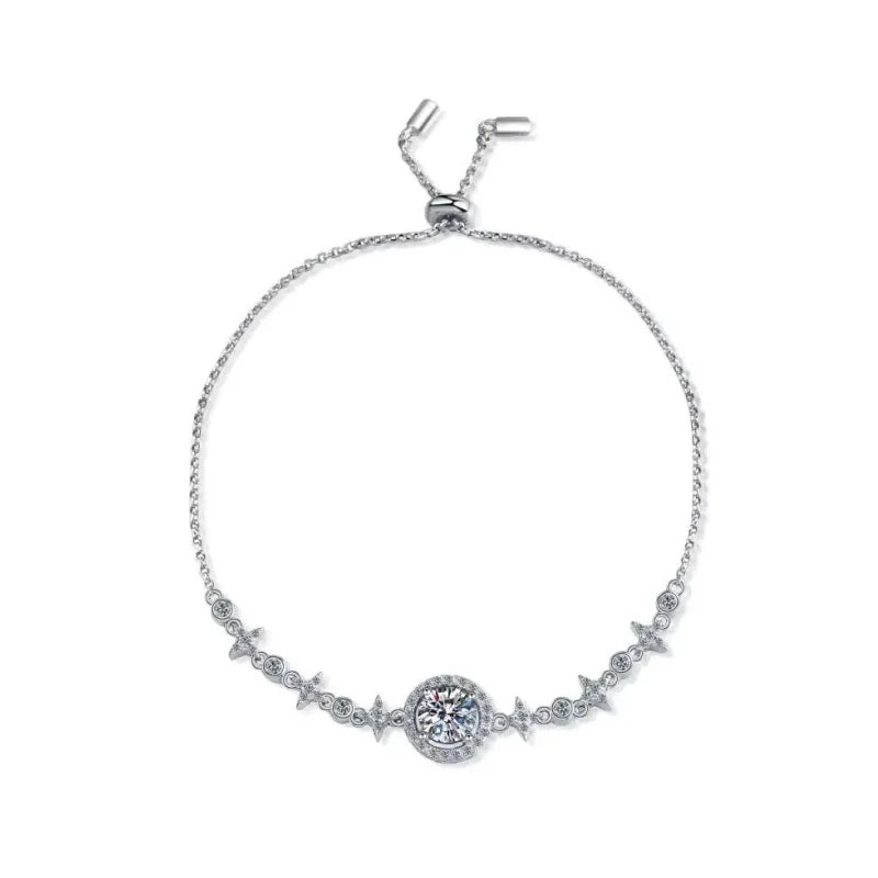 Daughter Birthday Gift 18K White Gold Bracelets Women Wedding 1CT Moissanite Diamond PT950 Platinum Girlfriend Valentine's Day