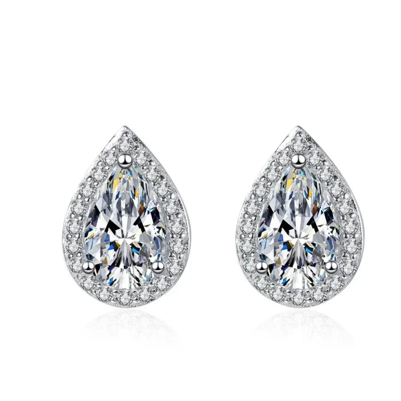 Girl Birthday Gift 18K White Gold Women Wedding Stud Earrings 1/2CT Moissanite Diamond PT950 Platinum Valentine's Day Jewelry
