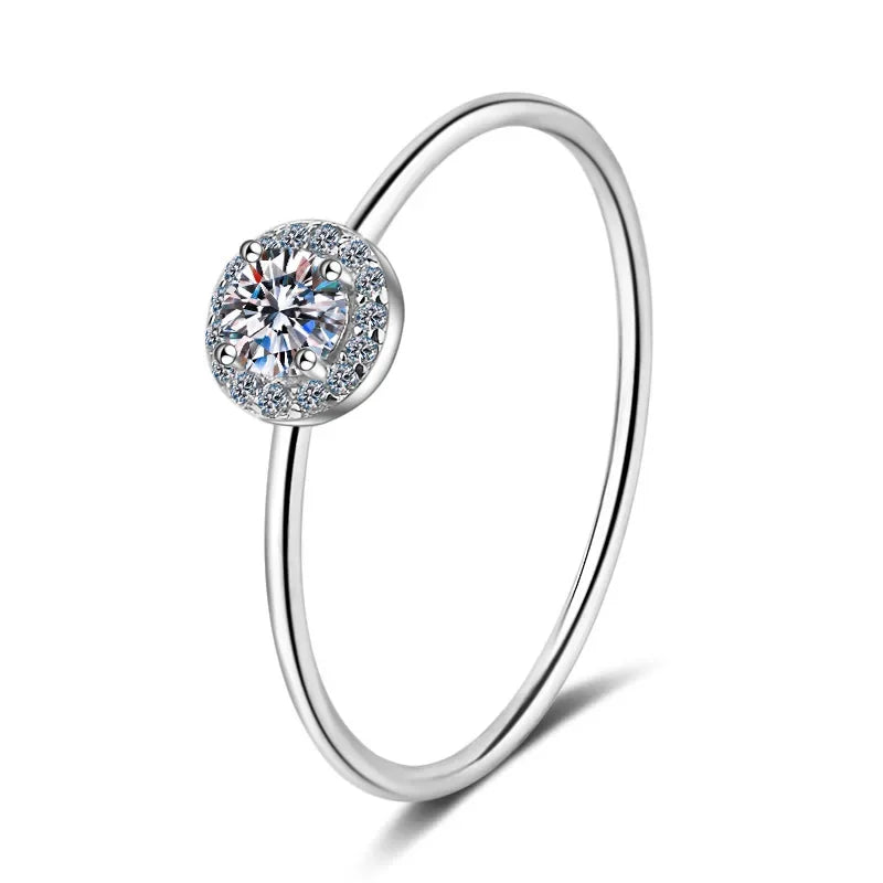 Daughter Adult's Day 18K White Gold Rings 0.3CT Moissanite Diamond Women Valentine's Day Girl Birthday Gift Fine Jewelry Classic