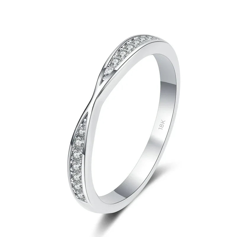 Fine Jewelry Wedding Present 18K White Gold Rings Girl Engagement 0.13ct Moissanite Diamond Daughter Birthday Gift for Women