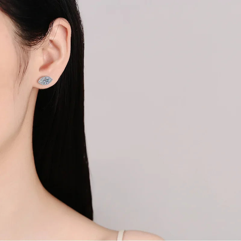 Girlfriend PT950 Platinum Earplug Stud Earrings Women Birthday Gift 1CT Oval Moissanite Diamond Valentine's Day Fine Jewelry INS