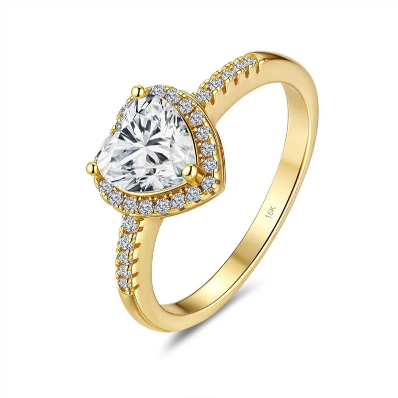 Girlfriend Valentine's Day 18K Gold Birthday Gift Rings 1CT Moissanite Diamond Women Engagement Lover Wedding Band Fine Jewelry