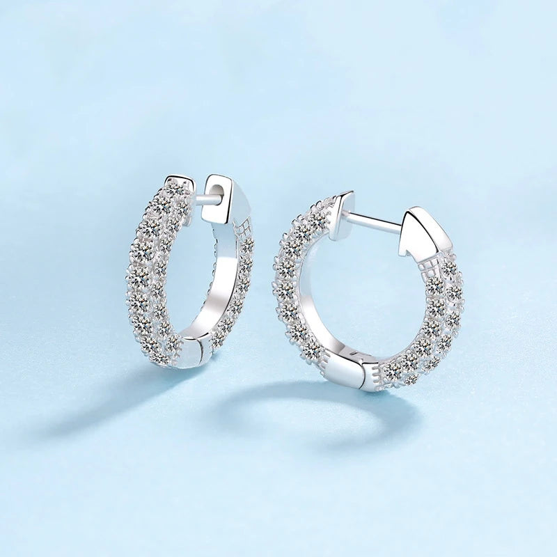 Valentine's Day Women PT950 Platinum Wedding Fine Jewelry Lady Hoop Earrings 1.92CT Moissanite Diamond Girlfriend Birthday Gift