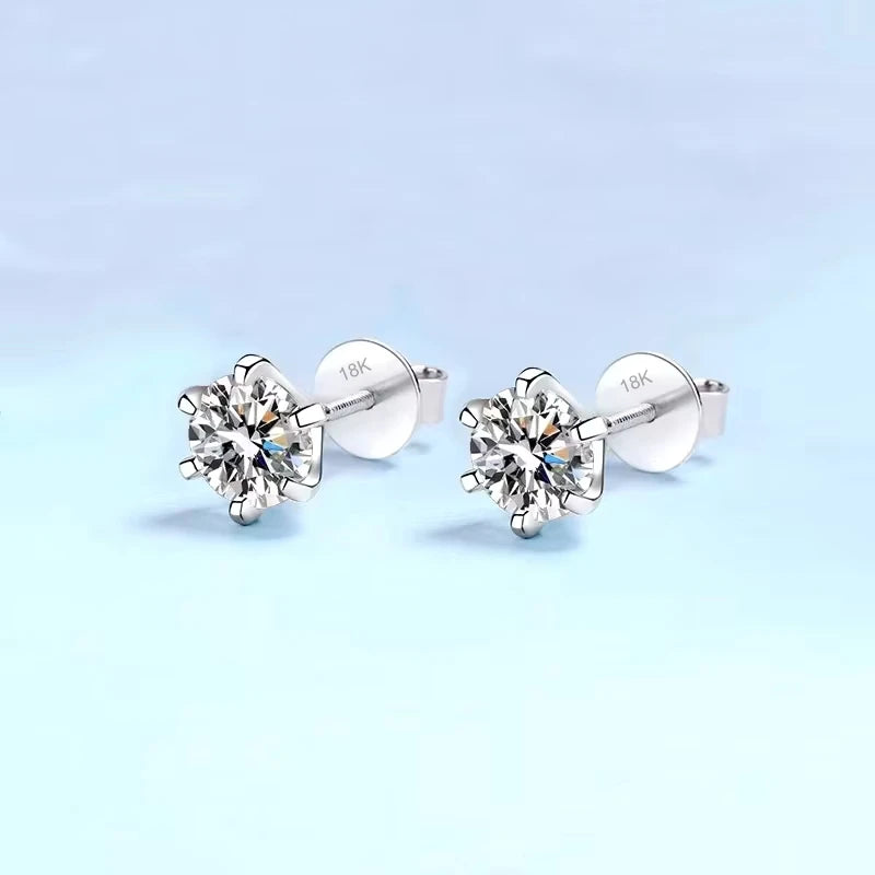 Engagement White Gold 18K Women Wedding Jewelry Screw Stud Earrings Daughter 0.5/1/2 Carat Moissanite Diamond Girl Birthday Gift
