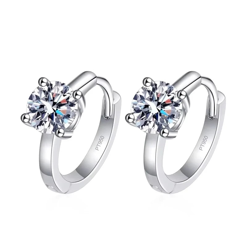 Designer Engagement PT950 Platinum Women Wedding Hoop Earrings Moissanite Diamond 1/2CT Valentine's Day Girlfriend Birthday Gift