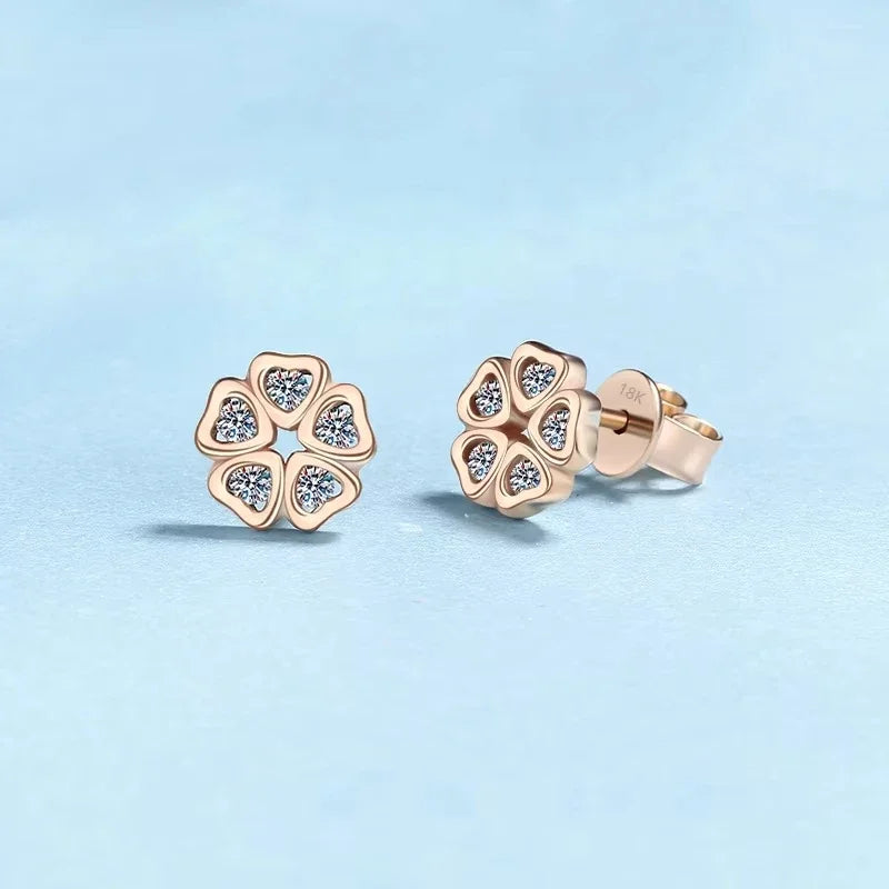 Girlfriend Birthday Gift 18K Rose Gold Earplug Stud Earrings 0.25Carat Moissanite Diamond Women Valentine's Daughter Adult's Day