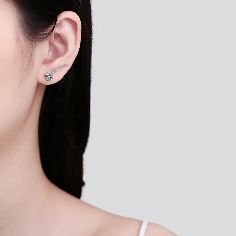 Girl Birthday Gift 18K White Gold Women Wedding Stud Earrings 1CT Moissanite Diamond Valentine's Day PT950 Platinum Fine Jewelry