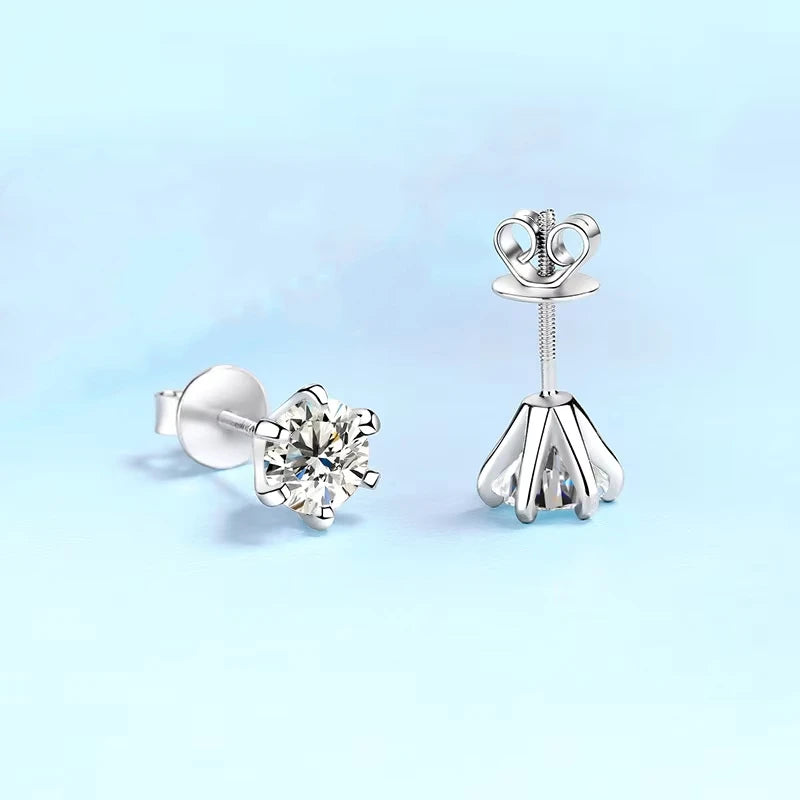 WOMEN Valentine's Day PT950 Platinum Screw Stud Earrings Girl Birthday Gift 0.5/1CT Moissanite Diamond Engagement Wedding Party