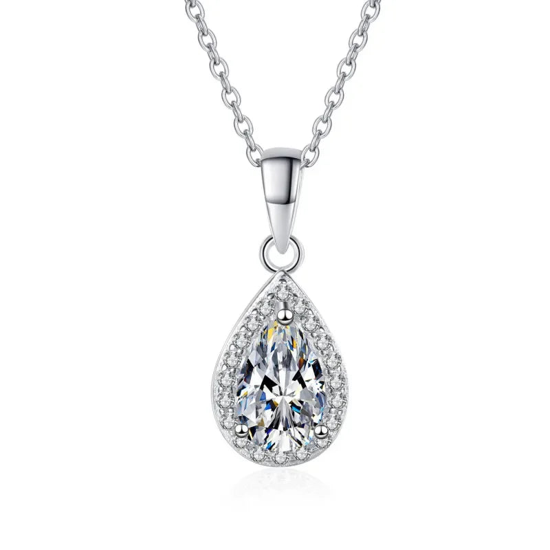 Engagement Platinum PT950 Women Wedding Necklaces 1CT Water Drop Moissanite Diamond Girl Birthday Gift Daughter Valentine's Day