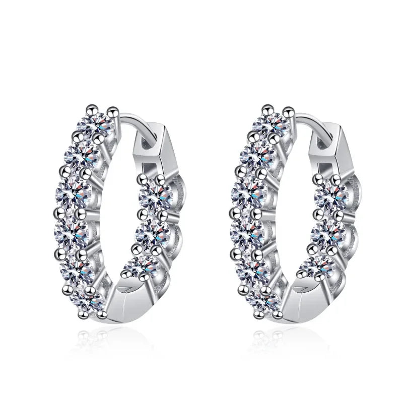 Wedding 18K White Gold Hoop Earrings for Women Engagement Fine Jewelry Girl 1.8Carat Moissanite Diamond Girlfriend Birthday Gift