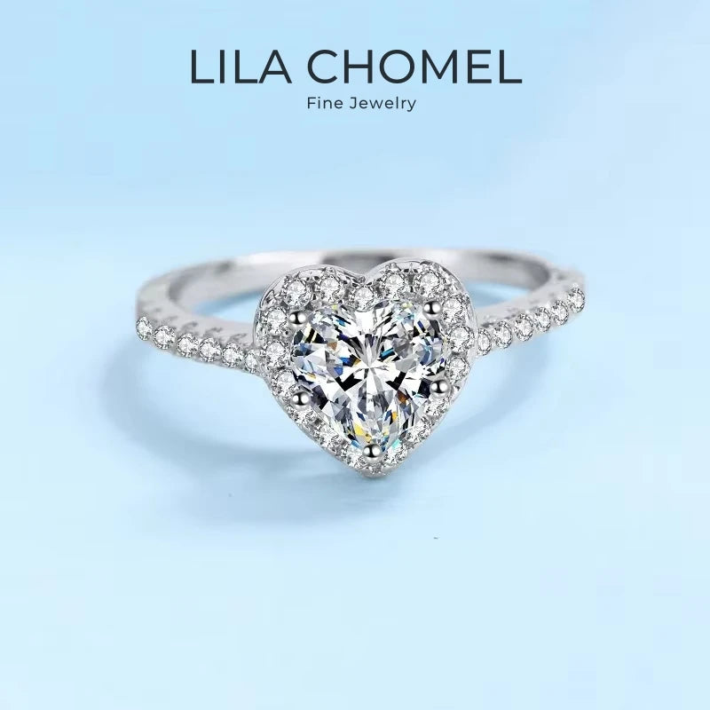 Girlfriend Valentine's Day 18K White Gold Engagement Rings 1CT Moissanite Diamond Women PT950 Platinum Wedding Band Fine Jewelry