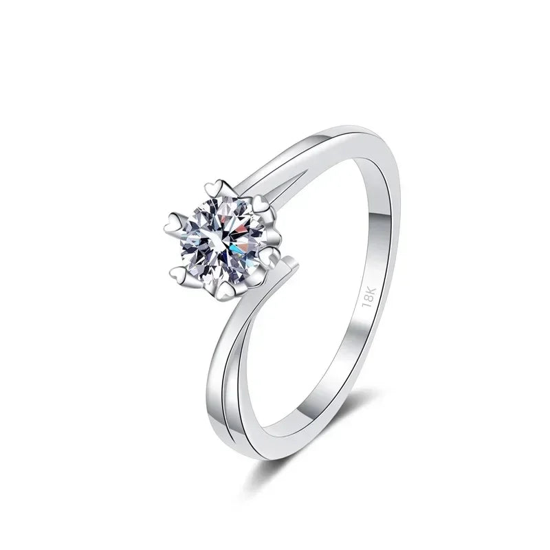 Women Engagement Rings 18K White Gold Wedding Band VVS 1 D Color 0.3/0.5CT Moissanite Diamond PT950 Platinum Girl Birthday Gift