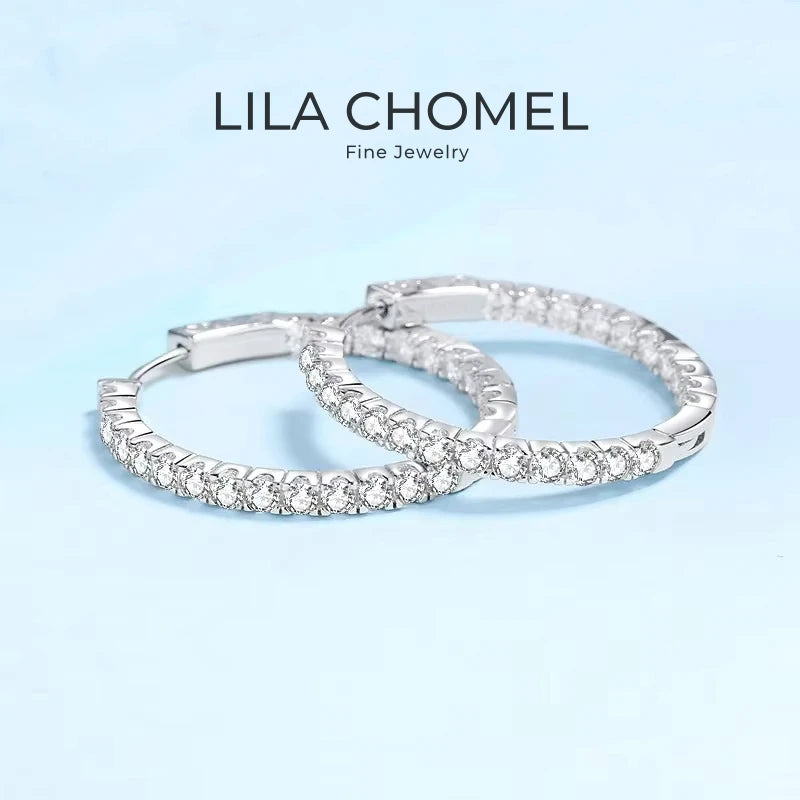 Office Lady PT950 Platinum Birthday Gift 2.88CT Moissanite Diamond Women Valentine's Day Hoop Earrings Girl Wedding Fine Jewelry