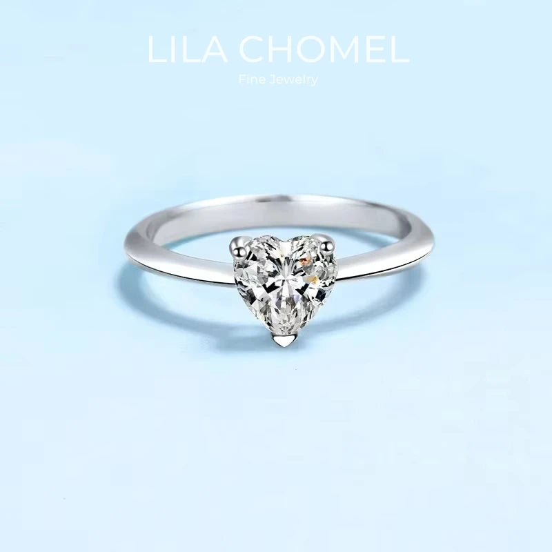 GirlFriend Birthday Gift 18K White Gold Women Wedding Band 0.5/1CT Heart Moissanite Diamond Valentine's Day PT950 Platinum Rings