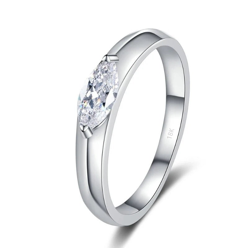 Girlfriend Birthday Gift White Gold 18K Fine Jewelry Mariquesa 4*8 Moissanite Diamond 0.5CT Women PT950 Platinum Wedding Band